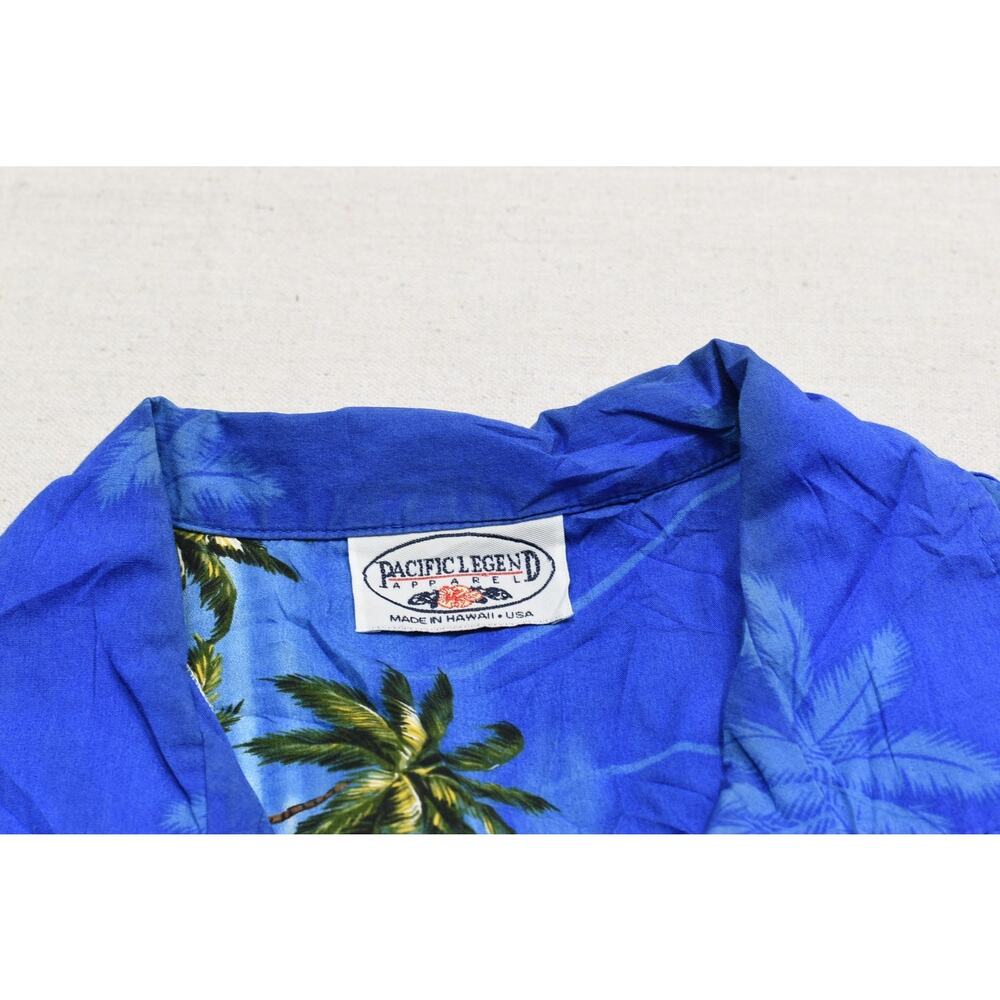 Pacific Legend Men's Regular Size M Blue Hawaiian Button Up Shirt - Picture 8 of 8